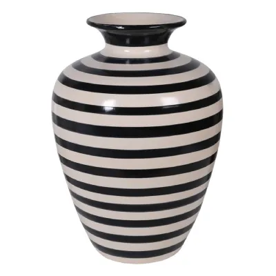 Large Monochrome Stripe Ceramic Vase