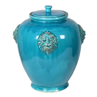 Large Turquoise Lidded Jar