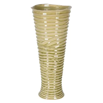 Large Sage Ripple Cylinder Vase