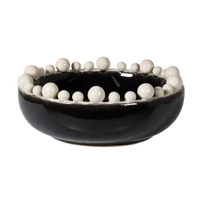 Black and Cream Bobble Edged Bowl