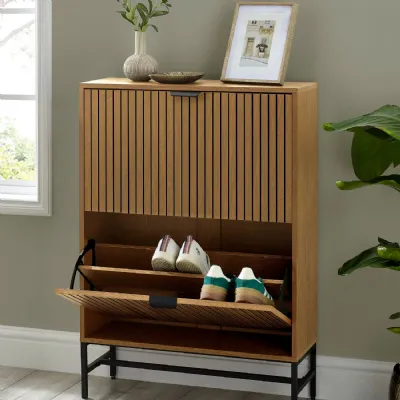 Sia Oak Effect 2 Door Shoe Storage Cabinet