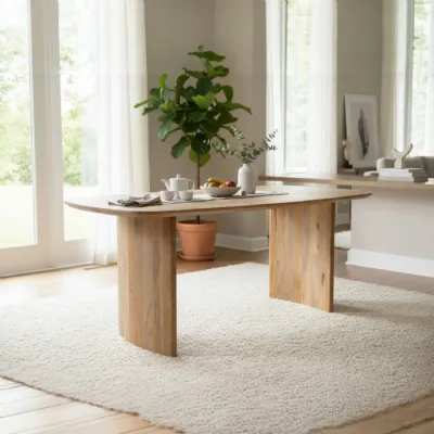 Modern Light Mango Wood Large 6 Seater 1.8M Dining Table