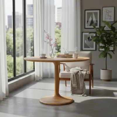 Modern Solid Mango Wood 2 Seater Round Dining Table