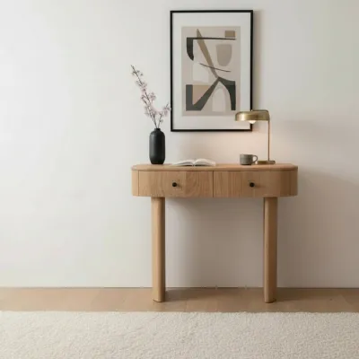 Modern Light Mango 2 Drawer Console Table