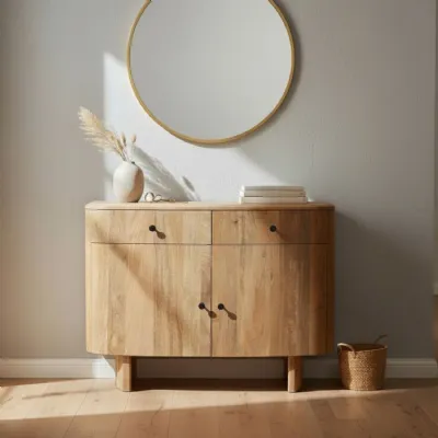 Modern Light Mango Wood 2 Door Sideboard with Drawers