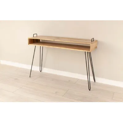 Natural Mango Wood Console Table with Iron Hairpin Legs