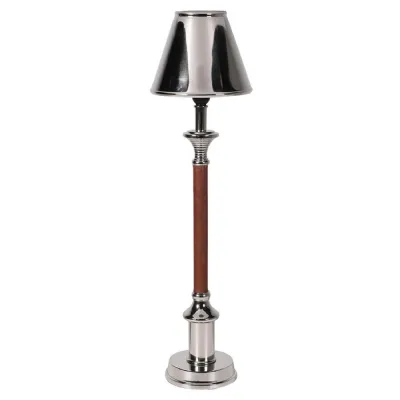 Nickel and Leather Table Lamp