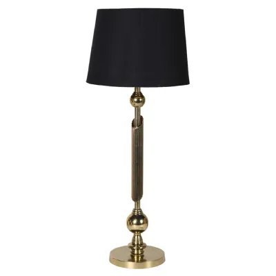 Antique Brass Column Table Lamp with Shade