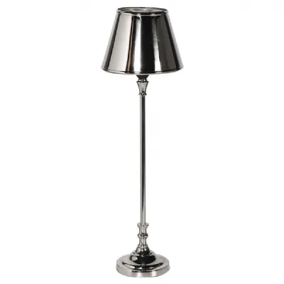 Slim Nickel Table Lamp With Metal Shade