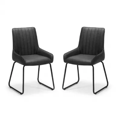 Retro Style Black Faux Leather Upholstered Dining Chair
