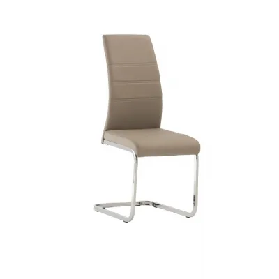 Cappuccino Leather Effect Horizontal Stitched Dining Chair