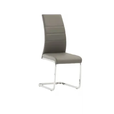 Grey Leather Effect Horizontal Stitched Dining Chair