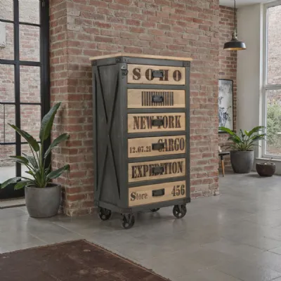 6 Drawer Tall Chest on Wheels