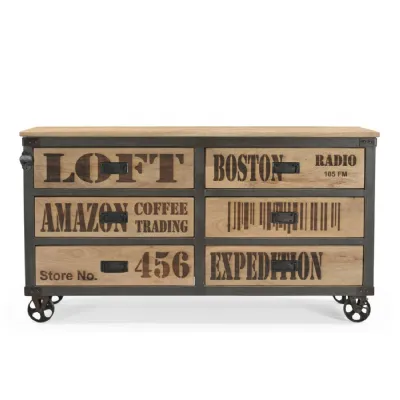 6 Drawer Sideboard on Wheels