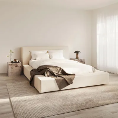 White Clay Fabric 5ft King Size Bed with Sprung Slats