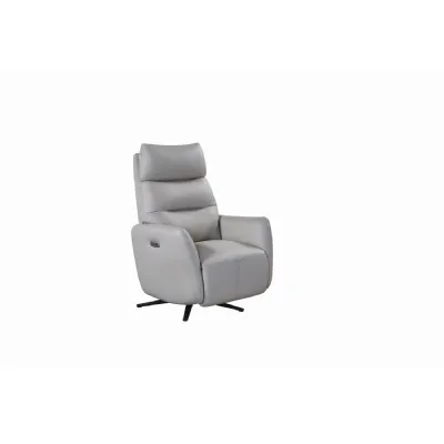 Grey Leather Swivel Electric Power Recliner Chair