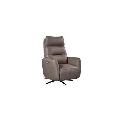 Dark Taupe Leather Swivel Electric Power Recliner Chair