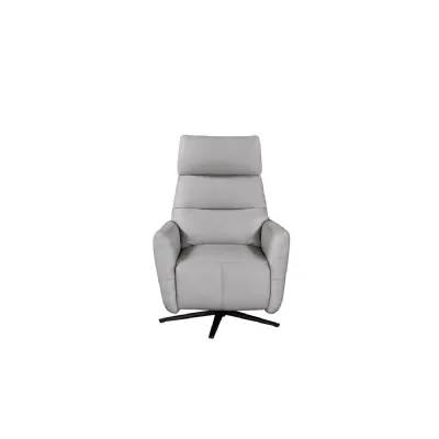 Light Grey Leather Lift and Riser Swivel Recliner Chair