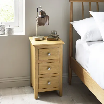 Somerset Oak Compact 3 Drawer Bedside Table