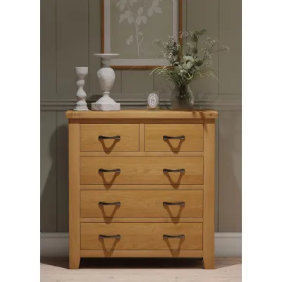 White Waxed Oak 2 Over 3 Chest of Drawers