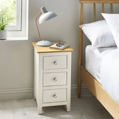 Somerset White And Oak Compact 3 Drawer Bedside Table
