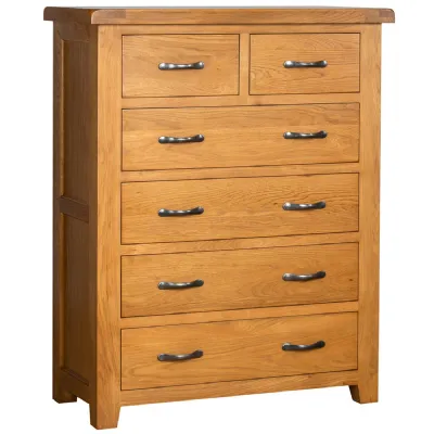 White Oak 2 Over 4 Chest of Drawers Wax Finish