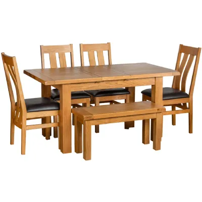 Natural Waxed Oak Small Extending Dining Table
