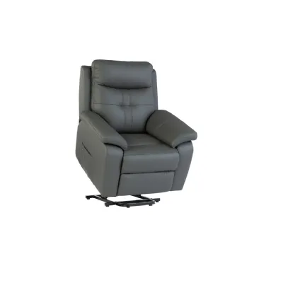 Charcoal Leather Upholstered Electric Power Recliner