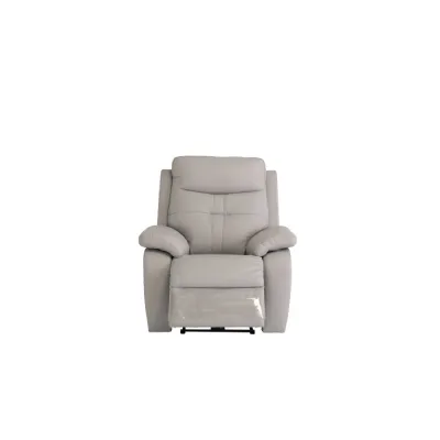 Light Grey Leather Electric Power Recliner Armchair