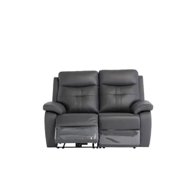 Charcoal Leather Electric Power Recliner Sofa 2 Seater