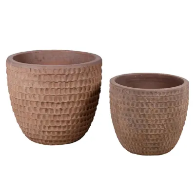Set of 2 Terracotta Dimple Pots