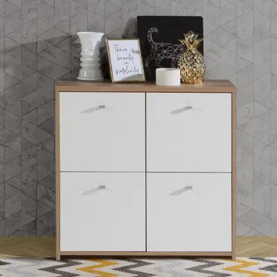 Best Chest 4 Door Storage Cabinet White And Oak
