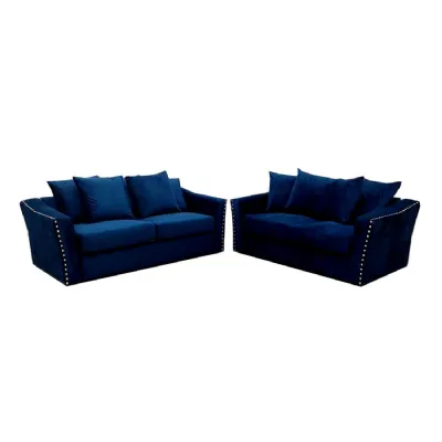 Lincoln 3 And 2 Seater Sofa with Scatter Back Cushion Marine Blue
