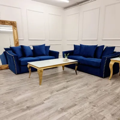 Modern Grey Fabric 3 and 2 Seater Sofa Set with Scatter Back Cushions