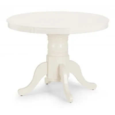Ivory Painted Round to Oval Extending Dining Table with Pedestal Base