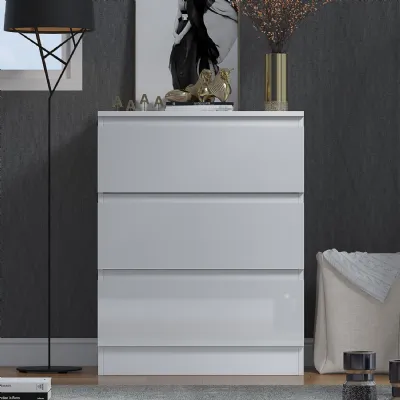 Stora 3 Drawer Chest of Drawers White Gloss Front