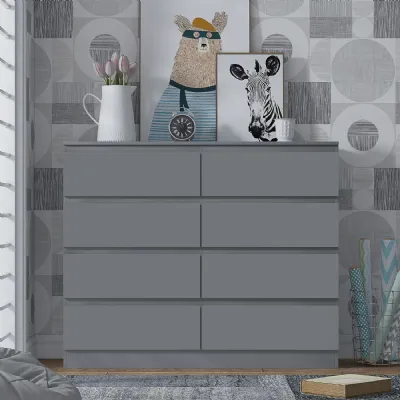 Stora 8 Drawer Wide 4+4 Chest Of Drawers Matt Dark Grey