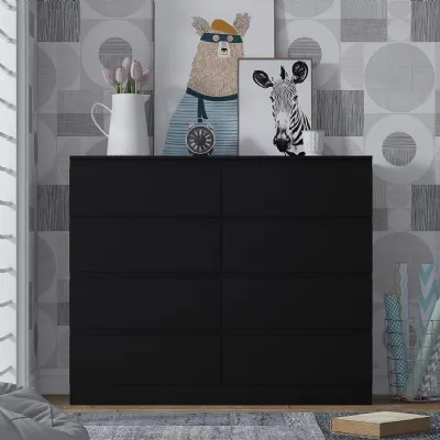 Stora 8 Drawer Wide 4+4 Chest Of Drawers Matt Black
