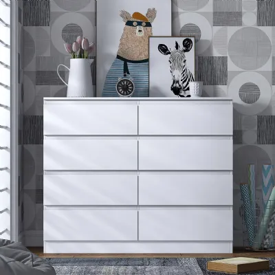 Stora 8 Drawer Wide 4+4 Chest Of Drawers Matt White