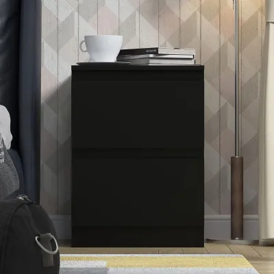 Stora 2 Drawer Bedside Cabinet Matt Black