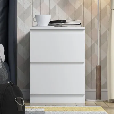 Stora 2 Drawer Bedside Cabinet Matt White