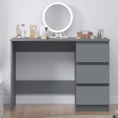 Stora 3 Drawer Dressing Table Matt Dark Grey