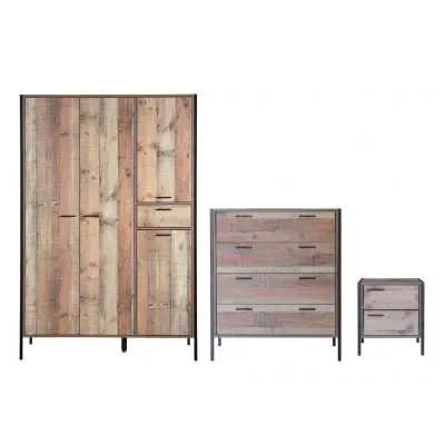 3 Piece Bedroom Furniture Set 4 Door Wardrobe