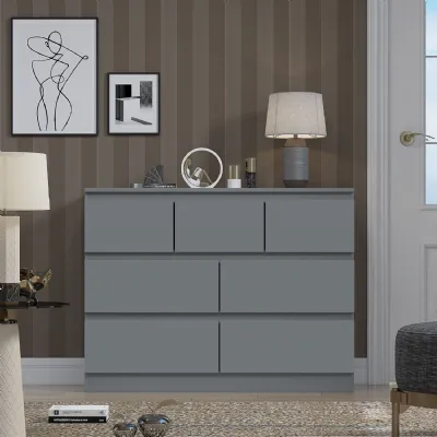 Stora 7 Drawer Merchant Chest Of Drawers Matt Dark Grey