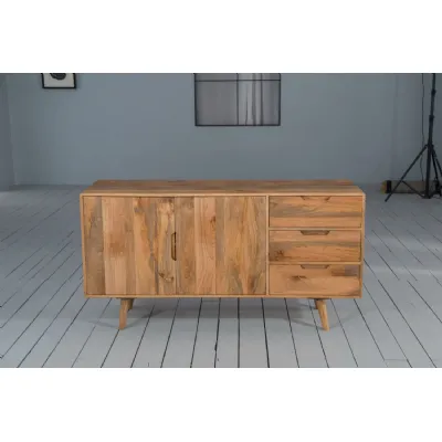 Scandinavian Natural Mango Wood Large Sideboard