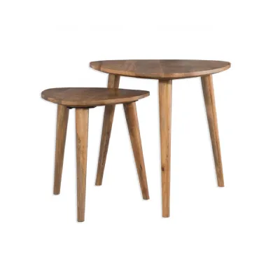 Modern Natural Mango Wood Nest of 2 Tables