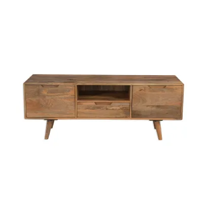 Scandinavian Natural Mango Wood Large TV Unit