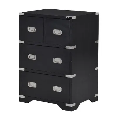 Black 4 Drawer Bedside Chest