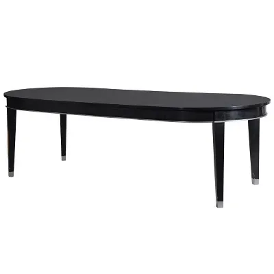 Large Modern Black Extendable Oval Dining Table