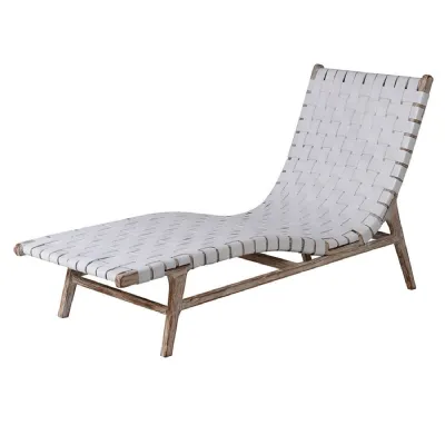 White Leather Lattice Lounger